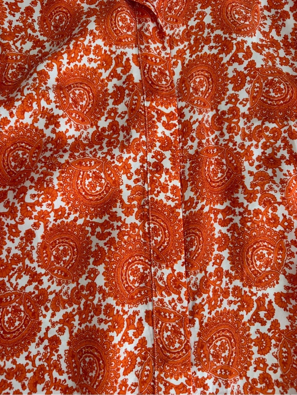 J. Crew Orange Floral Medallion Button Front Blouse